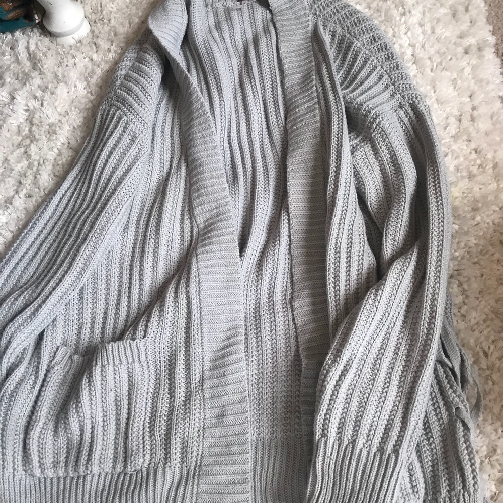 oversized gray cardigan